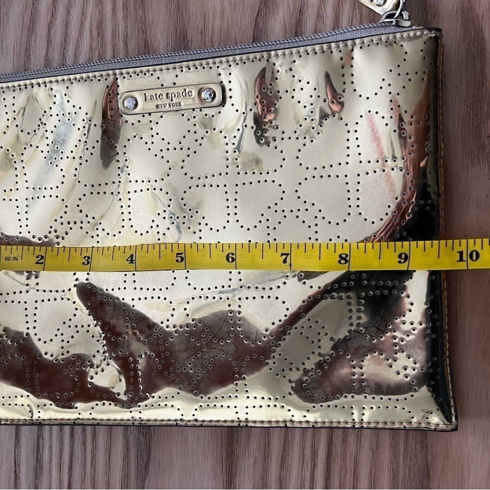 Kate Spade Gold Metallic Pencil Pouch Hearts - Picture 7 of 7